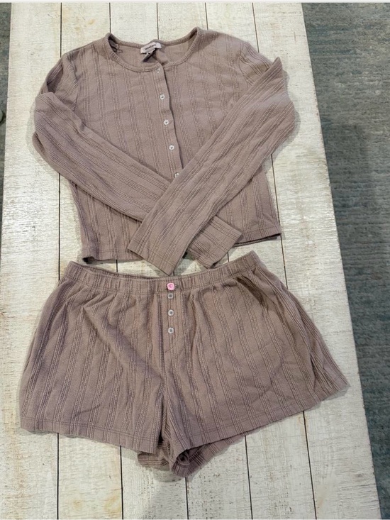 Since forever Other - Knit Button-Front Lounge Set in Mauve Taupe Medium